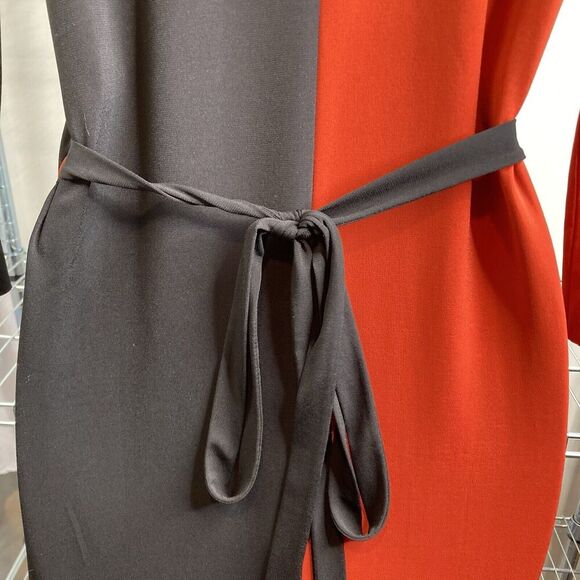 Zara Women's Red Black Color Block Wrap Dress Size M Bold Statement Retro‎ Chic - Picture 4 of 11